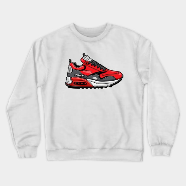 Make a Sustainable Statement with Greenbubble's Cartoon High Sneaker Design in red Crewneck Sweatshirt by Greenbubble